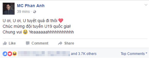 MC Phan Anh 'phát cuồng' vì U19 Việt Nam