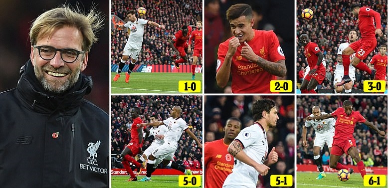 Ảnh bài viết Anfield mở tiệc bàn thắng, Klopp đưa Liverpool lên đỉnh Premier League