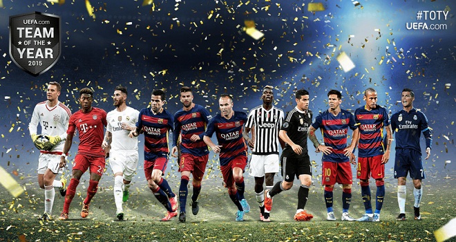 UEFA công bố danh sách rút gọn Đội hình tiêu biểu 2016