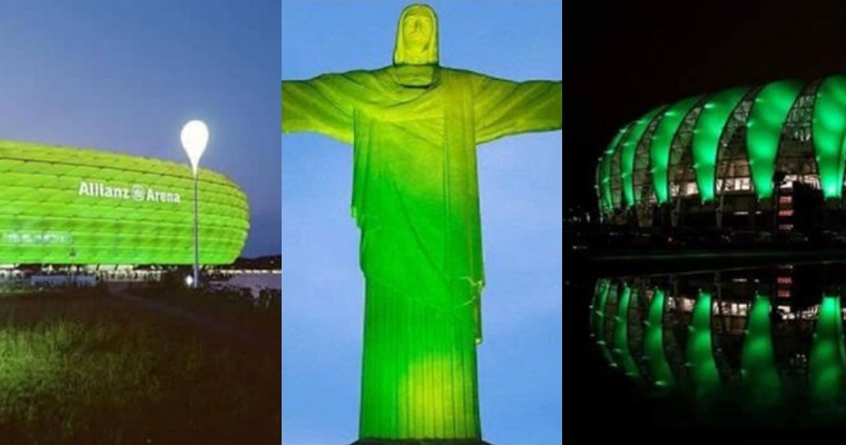 Nhiều biểu tượng trên thế giới đổi màu xanh tưởng nhớ CLB Chapecoense