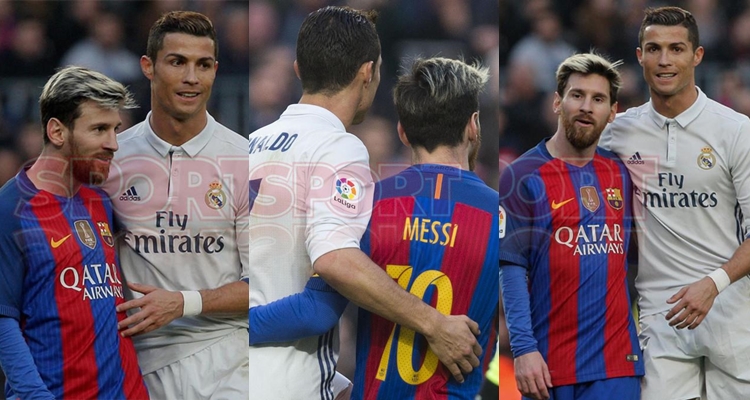 Khoảnh khắc Messi và Ronaldo thể hiện tình cảm trên sân