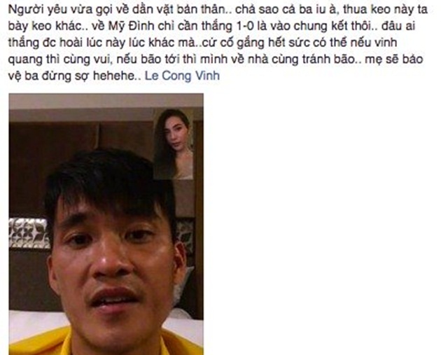 Thủy Tiên an ủi Công Vinh sau trận thua Indonesia