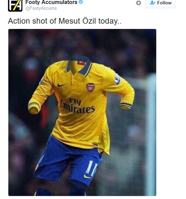 Ảnh bài viết Oezil tàng hình, bị cộng đồng mạng châm biếm