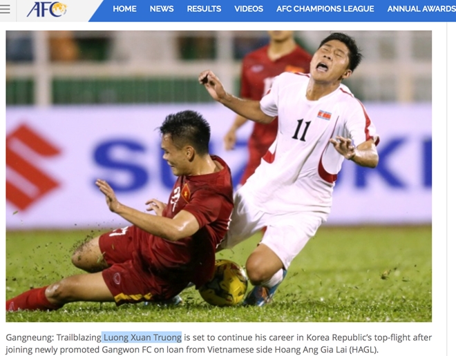 AFC nhầm Xuân Trường với hậu vệ CLB Quảng Ninh