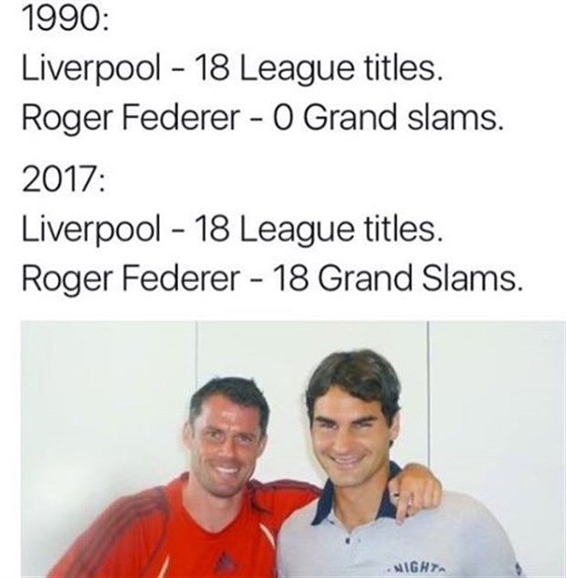 Roger Federer vô địch, Liverpool bị đem ra làm trò cười