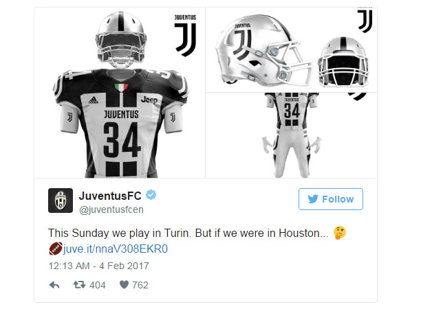 Juventus đem logo 'thảm họa' tấn công giải Super Bowl