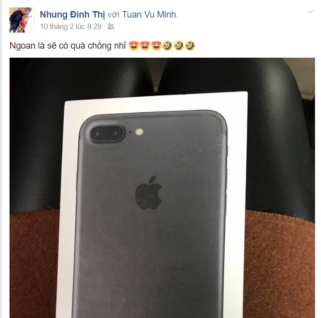 Tuyển thủ Việt Nam tặng vợ iPhone 7 Plus dịp Valentine