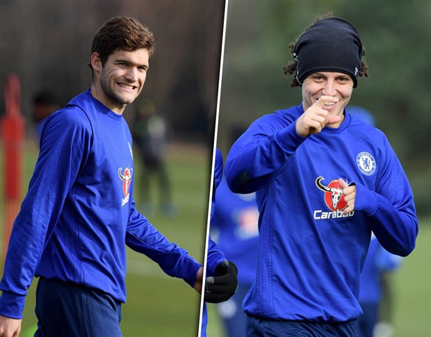 Được cho nghỉ, nhưng Luiz và Alonso vẫn hớn hở luyện tập cùng Chelsea
