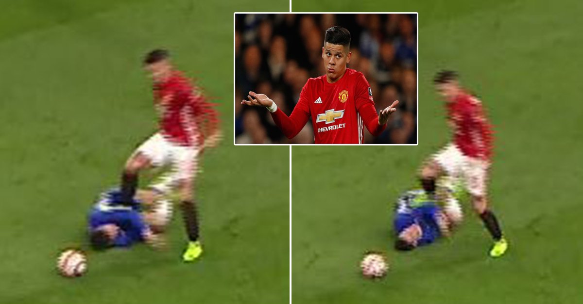 Ảnh bài viết Xem lại tình huống Marcos Rojo giẫm Eden Hazard 