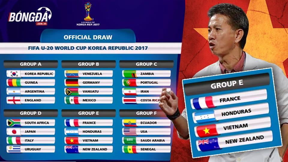 Ảnh bài viết Bốc thăm chia bảng World Cup U20:Việt Nam đối mặt với Pháp ở bảng E