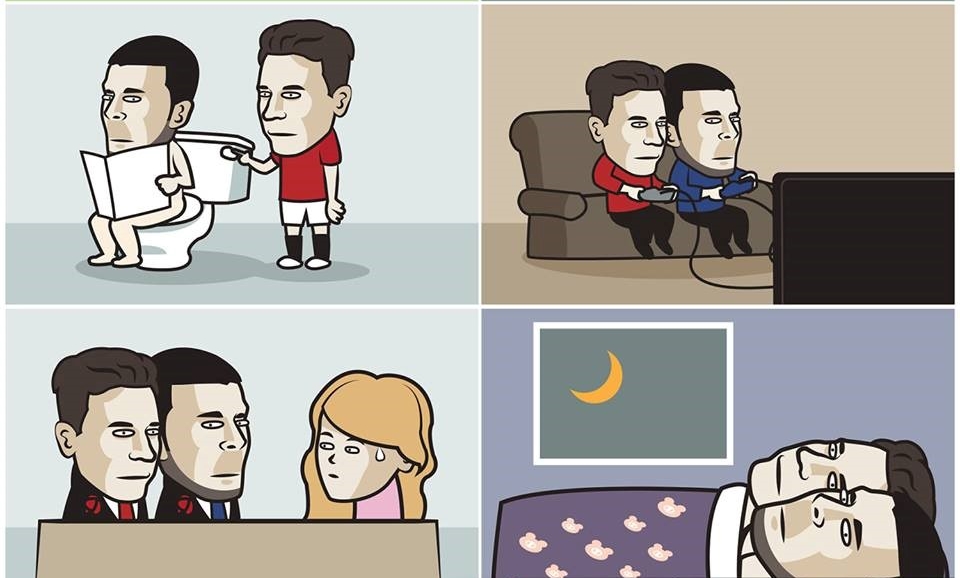 Biếm họa Herrera kèm Hazard vào tận nhà vệ sinh
