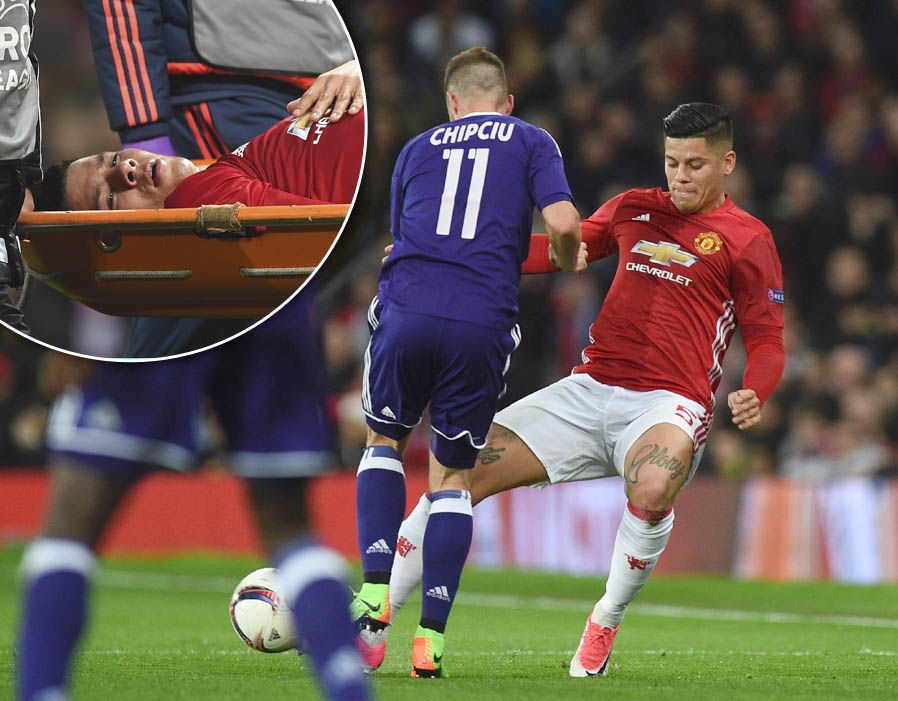 Ảnh bài viết Cận cảnh chấn thương khiến Marcos Rojo rời sân bằng cáng