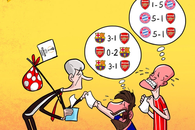 Biếm họa: Barca và Bayern thương nhớ Arsenal