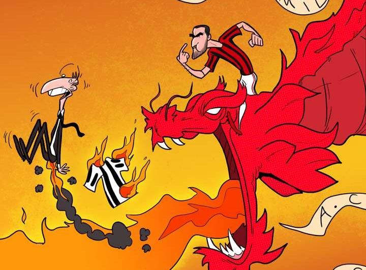 Biếm họa: Bonucci cưỡi rồng đốt mông Allegri