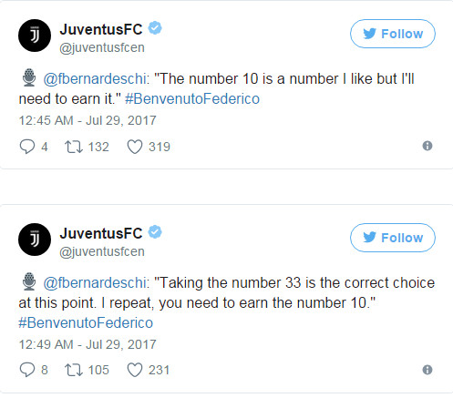 Fan Juventus nể phục khi Bernardeschi từ chối áo số 10