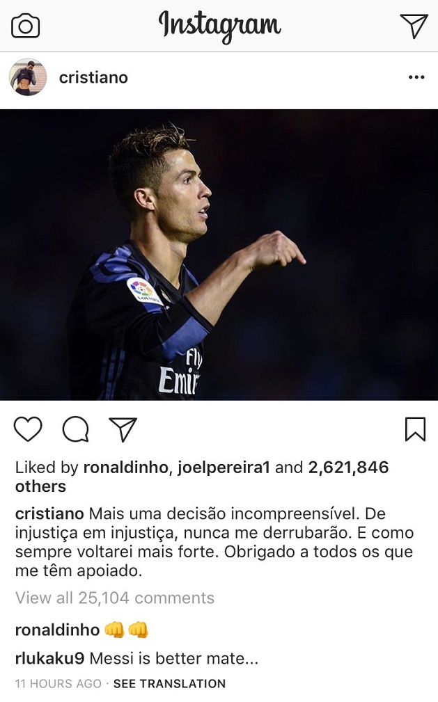 Ronaldo ca thán trên mạng xã hội, Lukaku nhảy vào châm chọc