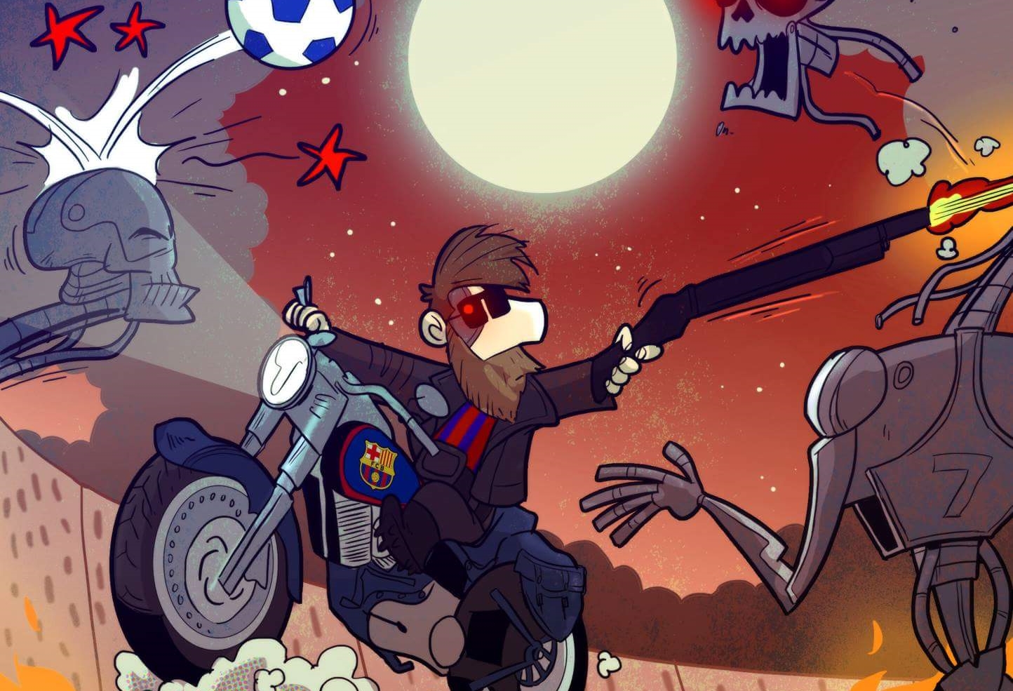 Biếm họa: Messi hóa kẻ hủy diệt, gánh cả Barca trên vai