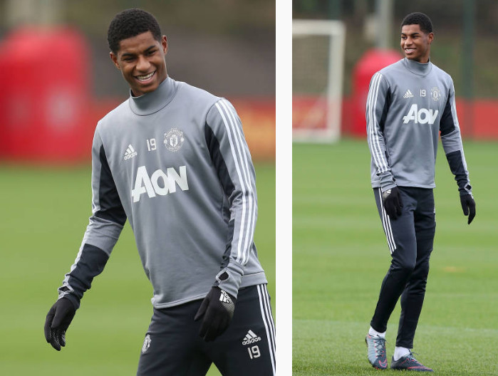 Ảnh bài viết Bỏ lại nghi án chấn thương, Rashford tươi như hoa trên sân tập của Man Utd