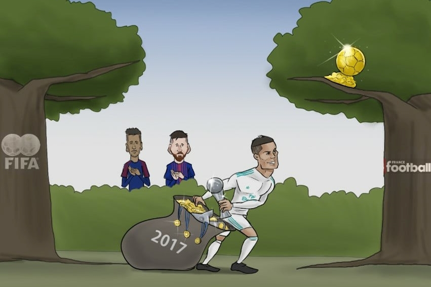 Hí họa Messi và Neymar nấp bụi rậm làm nền cho Ronaldo
