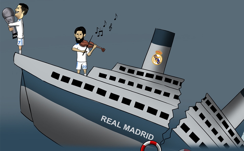 Biếm họa: Ronaldo ôm 'giải thưởng' trên con tàu đắm Real