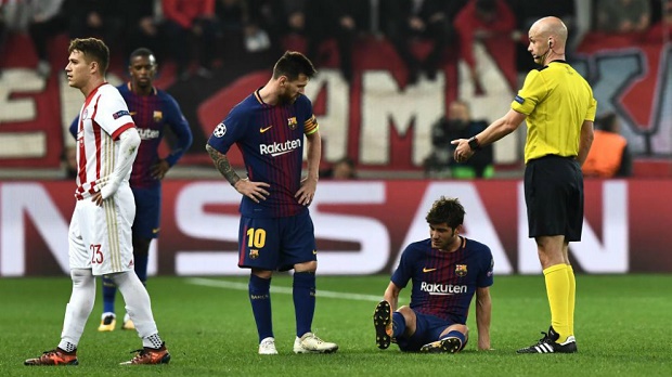 Barcelona thiệt quân sau trận hòa Olympiakos