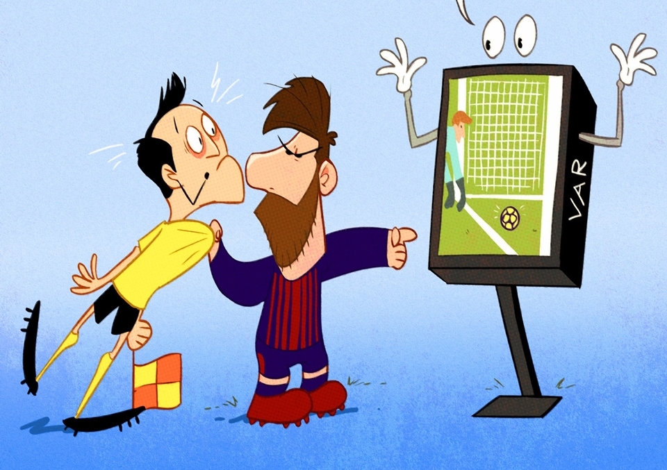 Biếm họa: Messi túm cổ trọng tài, Wenger lên đỉnh top 4