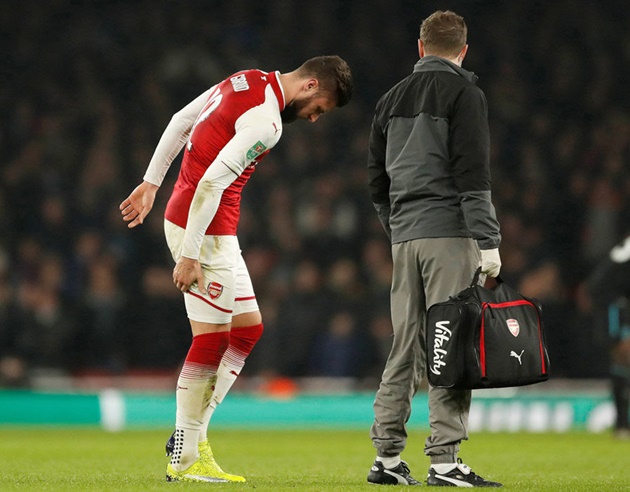 Chấn thương của Giroud nặng hơn dự kiến