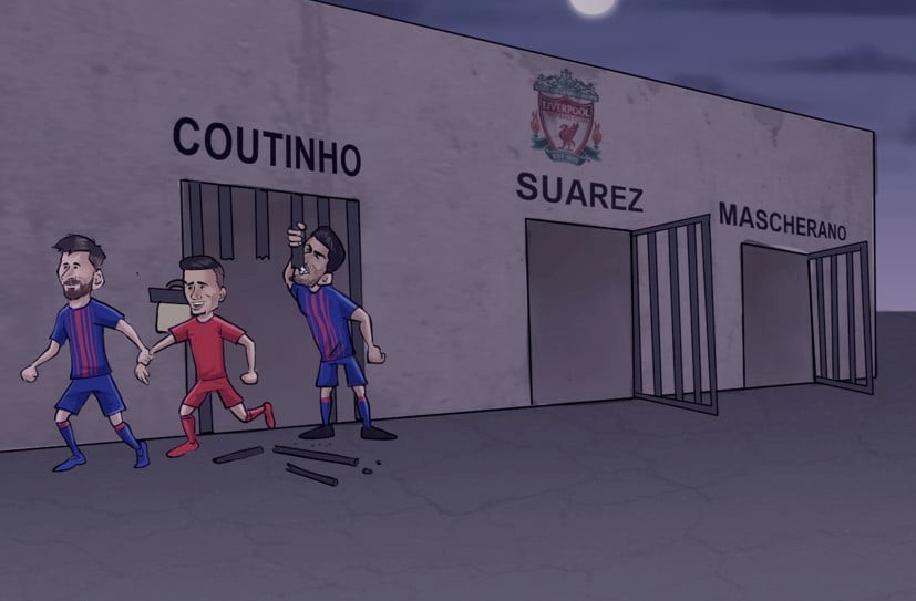 Biếm họa: Messi và Suarez giải cứu Coutinho