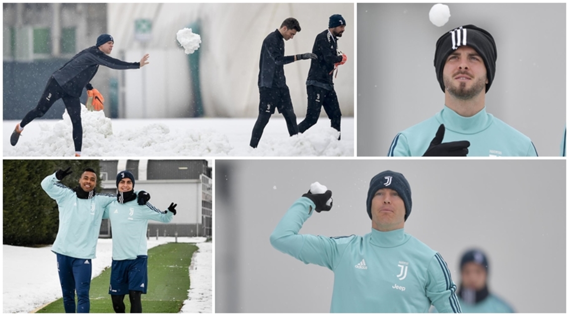 Ảnh bài viết Sao Juventus nhí nhố chơi bóng tuyết trên sân tập