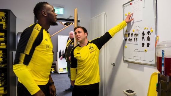 Usain Bolt miệt mài tập luyện, học 'chiến thuật' ở Dortmund