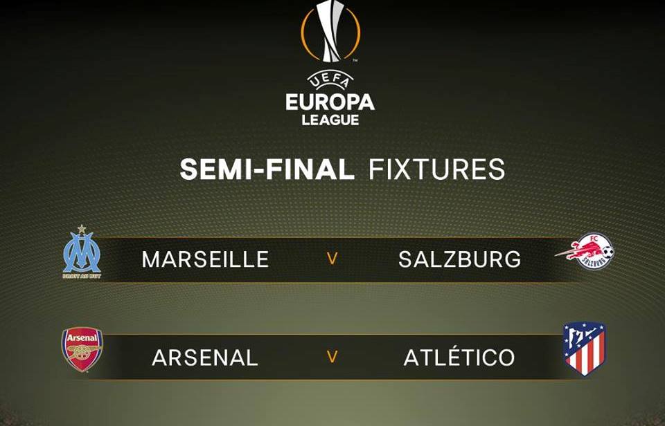 Bốc thăm bán kết Europa League: Arsenal đụng Atletico Madrid
