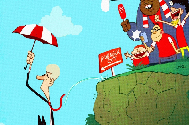 Hí họa Wenger bị đánh tơi tả trước khi rời xa Arsenal