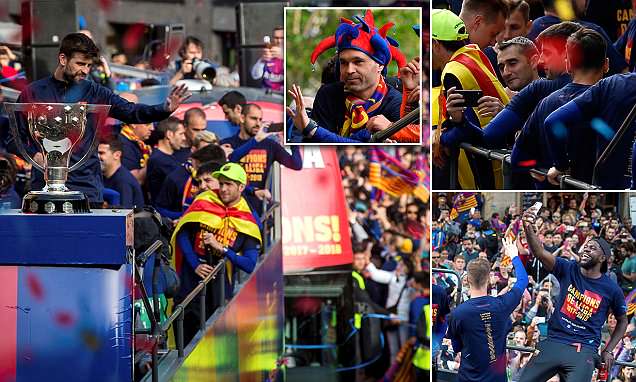 Ảnh bài viết Mất Champions League, Barcelona kém vui khi diễu hành mừng cú đúp