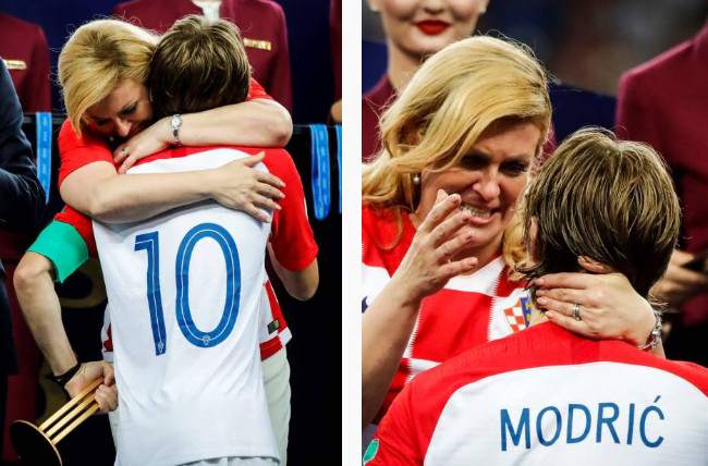 Tổng thống Croatia nghẹn ngào lau nước mắt cho Modric trên bục trao giải