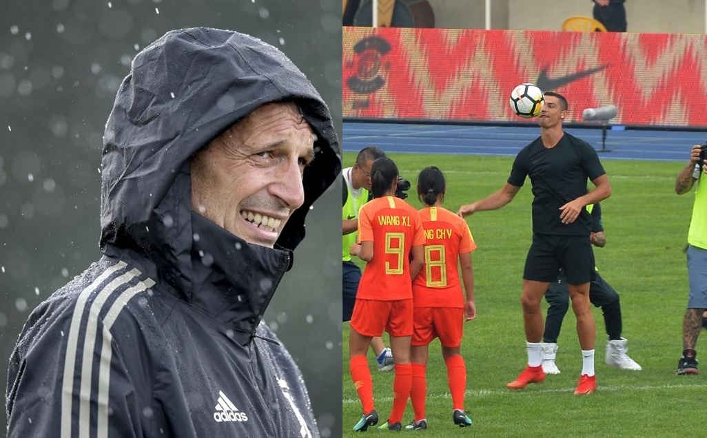 Ảnh bài viết Đồng đội cày ải dưới mưa, Ronaldo "phởn phơ" trong nắng vàng