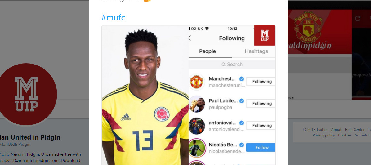 Ảnh bài viết Yerry Mina đã bấm theo dõi Man Utd, Pogba,...