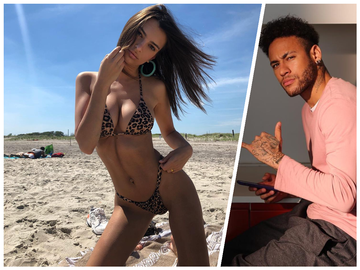 Bạn gái đi làm xa, Neymar lả lơi bên siêu mẫu ngực trần