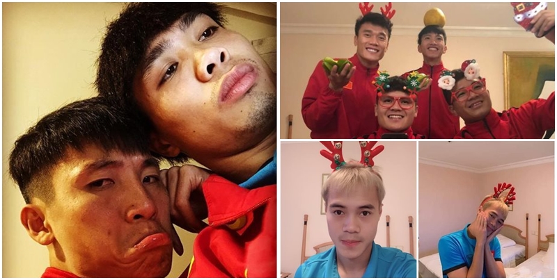 Quang Hải, Bùi Tiến Dũng, Văn Toàn "nhí nhố" trong đêm Noel