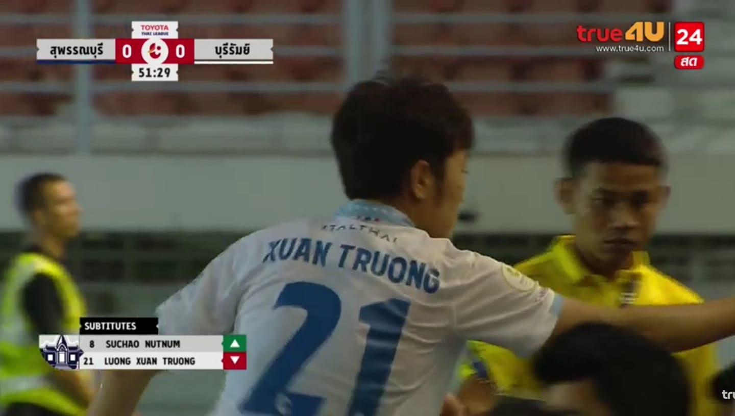 Đá trận thứ 2 cho Buriram, Xuân Trường tiếp tục phải rời sân sớm