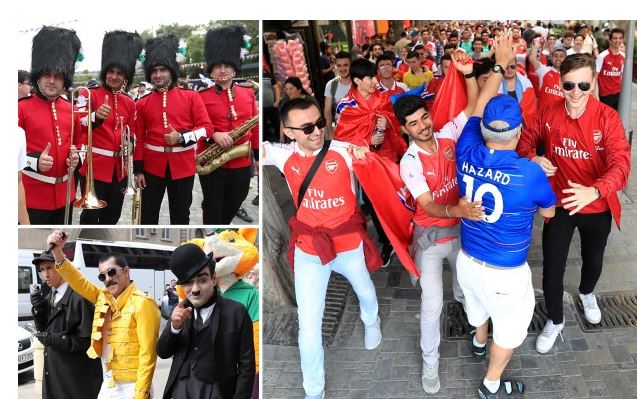 Fan hâm mộ Arsenal và Chelsea "đại chiến" trên đường phố Baku
