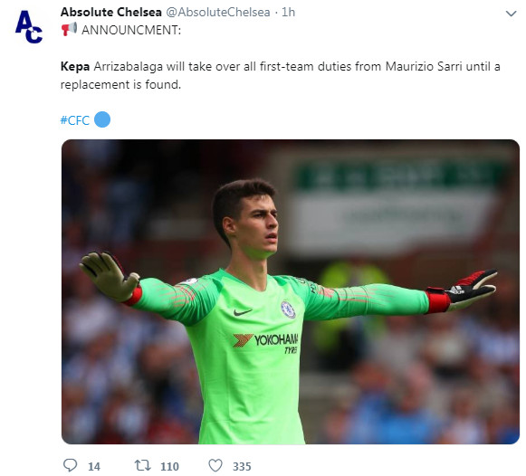 CĐV Chelsea: "Không phải Lampard, Kepa mới là người thay Sarri"