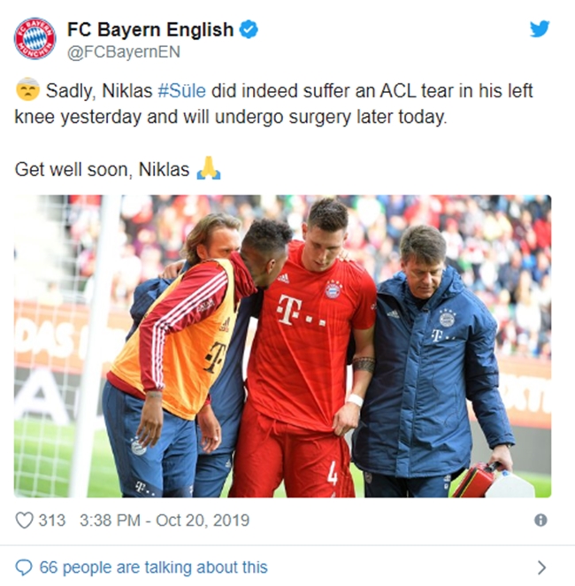 CHÍNH THỨC: Bayern xác nhận chấn thương của Sule, mất luôn EURO 2020
