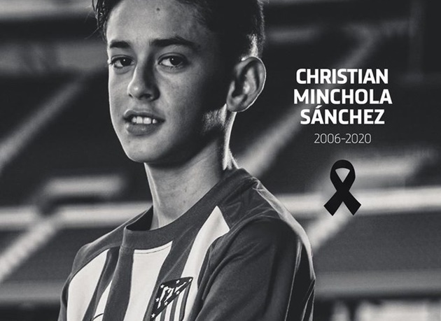 Trang chủ Atletico Madrid thông báo tiền đạo 14 tuổi qua đời