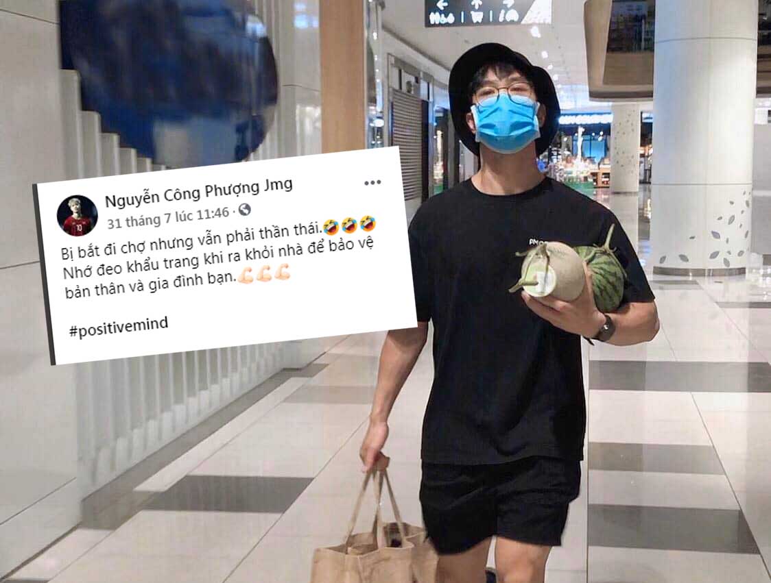 Ảnh bài viết Công Phượng "tay xách, nách mang", vẫn thần thái phòng dịch COVID-19