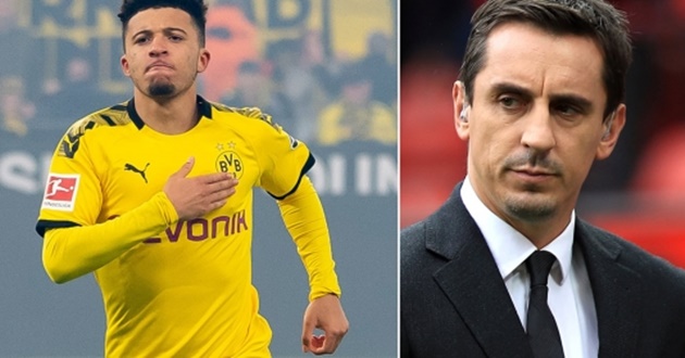 Ảnh bài viết Man Utd bị Dortmund chèn ép vụ Sancho, Neville đăng đàn nói 1 điều