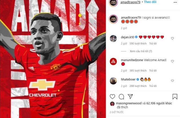 Trở thành người của Man Utd, Amad Traore thốt lên 3 từ