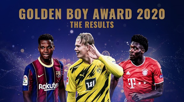Chi tiết kết quả cuộc đua Golden Boy: Haaland quá vượt trội, Sancho ngoài top 3
