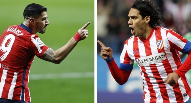 Suarez bắt kịp thành tích ghi bàn của Radamel Falcao