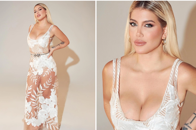Wanda Nara 'đốt mắt' cánh mày râu với váy xuyên thấu