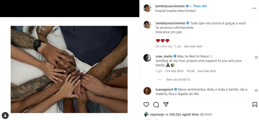 Ảnh bài viết Con gái chia sẻ hình ảnh cuối cùng của Pele